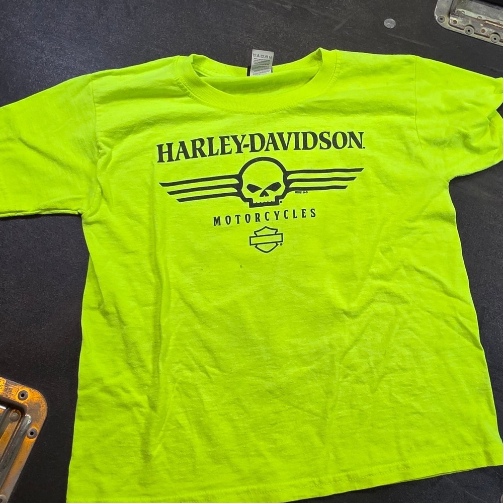 Harley-Davidson Youth Small Safety Yellow Skull Southern Maryland Crab T-Shirt
